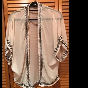 Lush Sheer Beaded Trim Cover up Kimono
